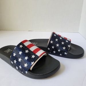 I.N.C peymin 66 American flag beaded women's slides size 9
